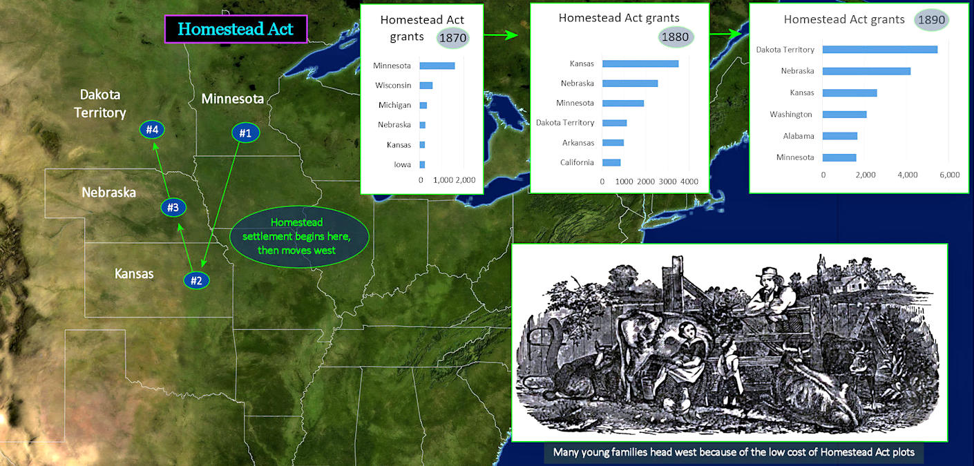Homestead Act, 1862-1890 map